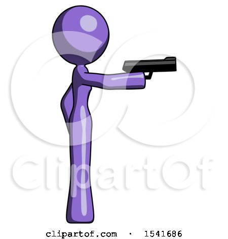 Purple Design Mascot Woman Firing a Handgun by Leo Blanchette