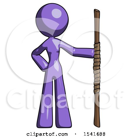 Purple Design Mascot Woman Holding Staff or Bo Staff by Leo Blanchette
