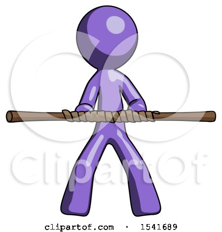 Purple Design Mascot Man Bo Staff Kung Fu Defense Pose by Leo Blanchette
