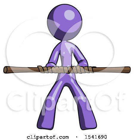 Purple Design Mascot Woman Bo Staff Kung Fu Defense Pose by Leo Blanchette