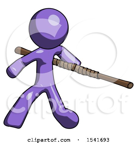 Purple Design Mascot Man Bo Staff Action Hero Kung Fu Pose by Leo Blanchette