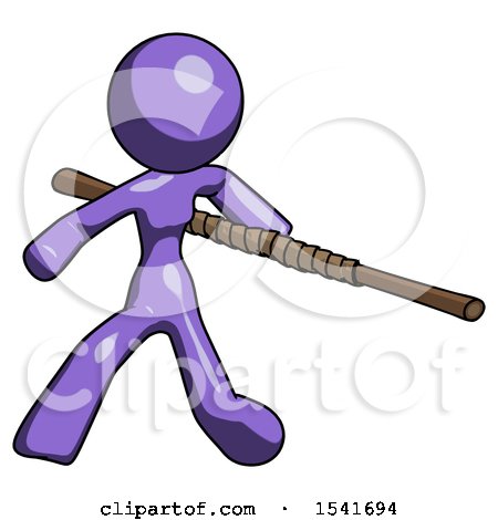Purple Design Mascot Woman Bo Staff Action Hero Kung Fu Pose by Leo Blanchette