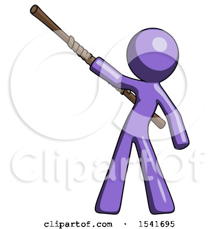 Purple Design Mascot Man Bo Staff Pointing up Pose by Leo Blanchette