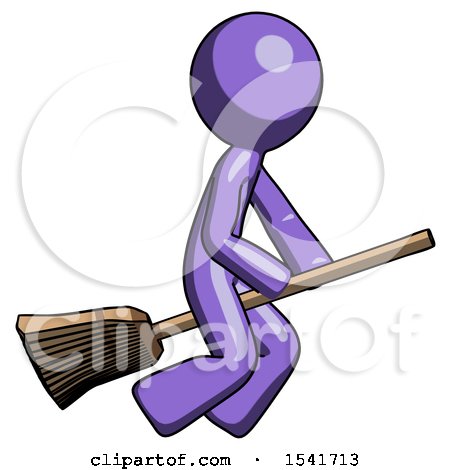 Purple Design Mascot Man Flying on Broom by Leo Blanchette
