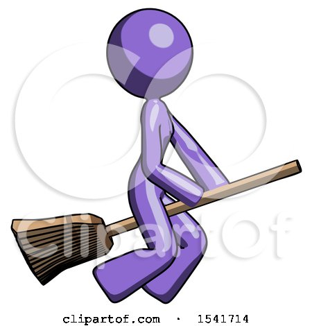 Purple Design Mascot Woman Flying on Broom by Leo Blanchette