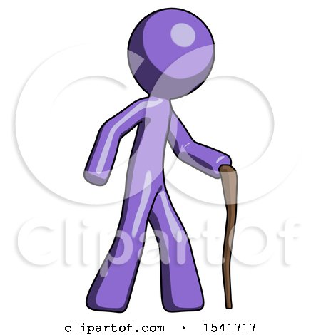 Purple Design Mascot Man Walking with Hiking Stick by Leo Blanchette