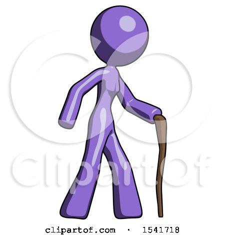 Purple Design Mascot Woman Walking with Hiking Stick by Leo Blanchette