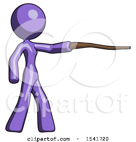 Purple Design Mascot Woman Pointing with Hiking Stick by Leo Blanchette