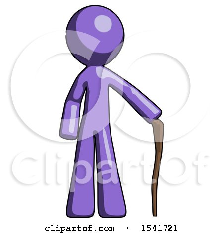 Purple Design Mascot Man Standing with Hiking Stick by Leo Blanchette