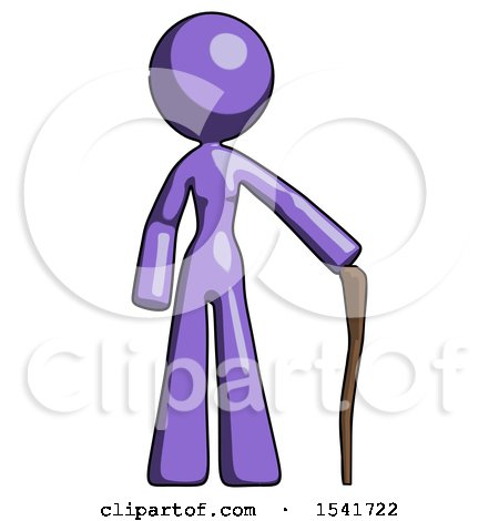 Purple Design Mascot Woman Standing with Hiking Stick by Leo Blanchette