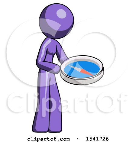 Purple Design Mascot Woman Looking at Large Compass Facing Right by Leo Blanchette