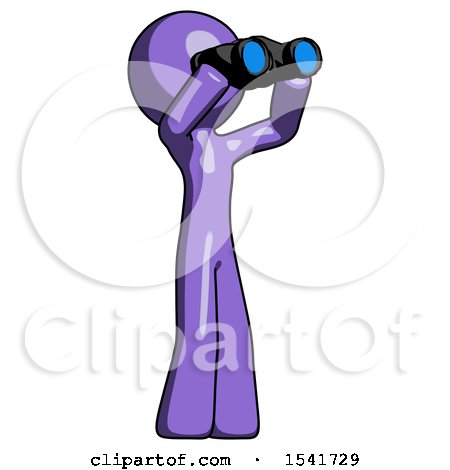 Purple Design Mascot Man Looking Through Binoculars to the Right by Leo Blanchette