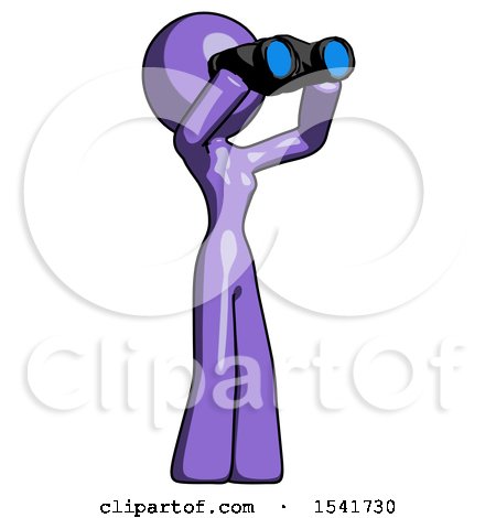 Purple Design Mascot Woman Looking Through Binoculars to the Right by Leo Blanchette