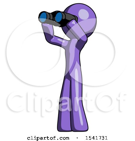 Purple Design Mascot Man Looking Through Binoculars to the Left by Leo Blanchette