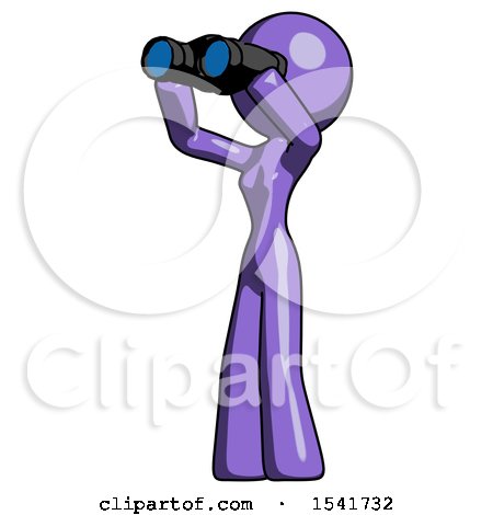 Purple Design Mascot Woman Looking Through Binoculars to the Left by Leo Blanchette