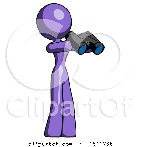 Purple Design Mascot Woman Holding Binoculars Ready to Look Right by Leo Blanchette