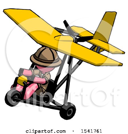 Pink Explorer Ranger Man in Ultralight Aircraft Top Side View by Leo Blanchette