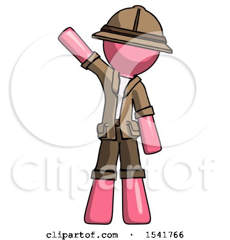 Pink Explorer Ranger Man Waving Emphatically with Right Arm by Leo Blanchette