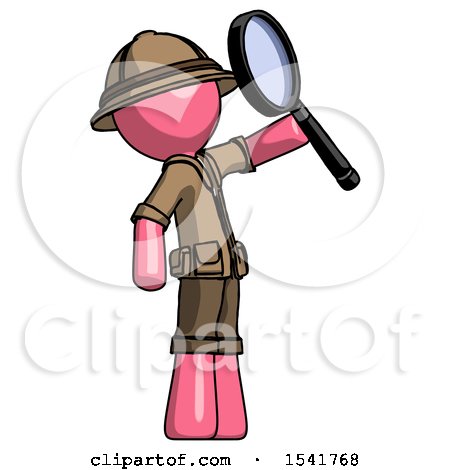 Pink Explorer Ranger Man Inspecting with Large Magnifying Glass Facing up by Leo Blanchette