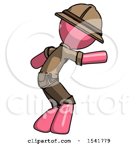 Pink Explorer Ranger Man Sneaking While Reaching for Something by Leo Blanchette