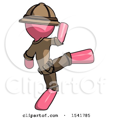 Pink Explorer Ranger Man Kick Pose by Leo Blanchette
