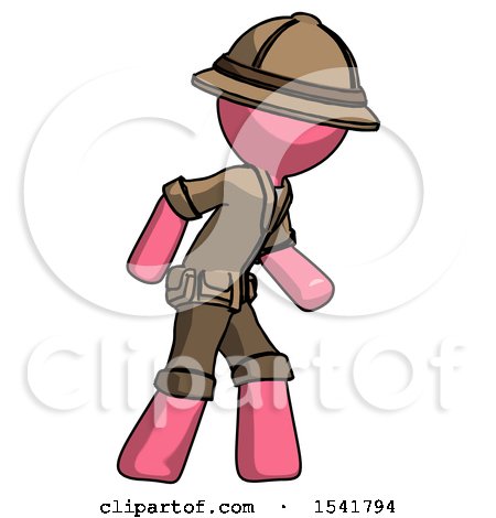 Pink Explorer Ranger Man Suspense Action Pose Facing Right by Leo Blanchette