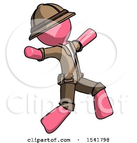 Pink Explorer Ranger Man Running Away in Hysterical Panic Direction Right by Leo Blanchette