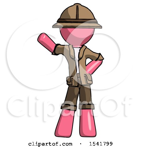 Pink Explorer Ranger Man Waving Right Arm with Hand on Hip by Leo Blanchette