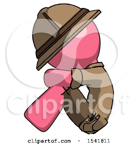 Pink Explorer Ranger Man Sitting with Head down Facing Sideways Left by Leo Blanchette