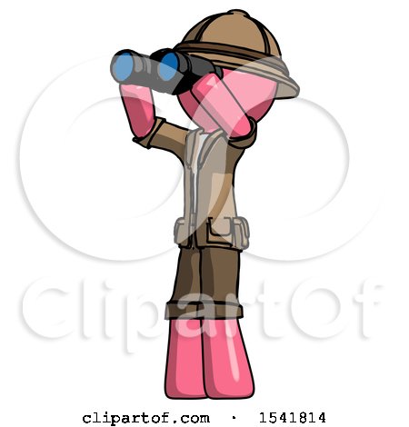 Pink Explorer Ranger Man Looking Through Binoculars to the Left by Leo Blanchette