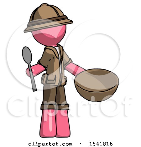 Pink Explorer Ranger Man with Empty Bowl and Spoon Ready to Make Something by Leo Blanchette