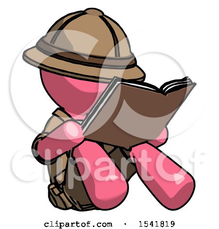 Pink Explorer Ranger Man Reading Book While Sitting down by Leo Blanchette