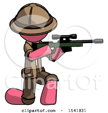 Pink Explorer Ranger Man Kneeling Shooting Sniper Rifle by Leo Blanchette
