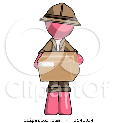 Pink Explorer Ranger Man Holding Box Sent or Arriving in Mail by Leo Blanchette