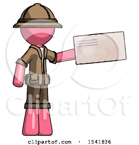 Pink Explorer Ranger Man Holding Large Envelope by Leo Blanchette