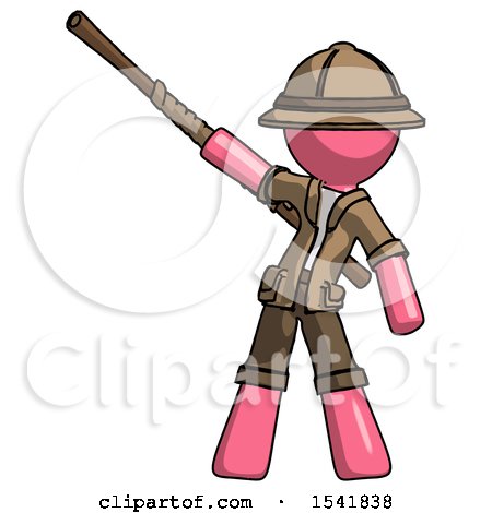 Pink Explorer Ranger Man Bo Staff Pointing up Pose by Leo Blanchette