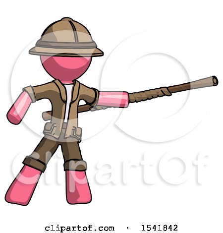 Pink Explorer Ranger Man Bo Staff Pointing Right Kung Fu Pose by Leo Blanchette