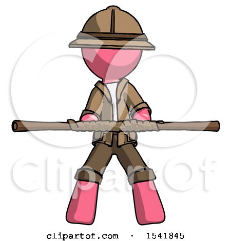Pink Explorer Ranger Man Bo Staff Kung Fu Defense Pose by Leo Blanchette