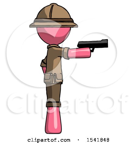 Pink Explorer Ranger Man Firing a Handgun by Leo Blanchette