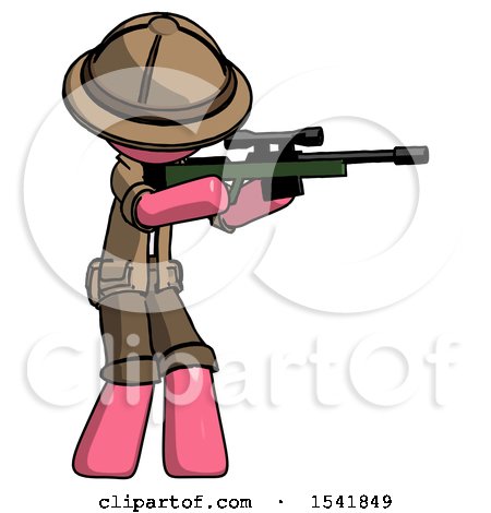 Pink Explorer Ranger Man Shooting Sniper Rifle by Leo Blanchette