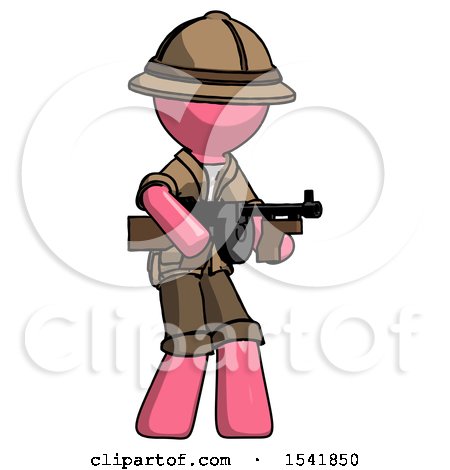 Pink Explorer Ranger Man Tommy Gun Gangster Shooting Pose by Leo Blanchette