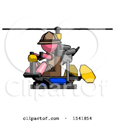 Pink Explorer Ranger Man Flying in Gyrocopter Front Side Angle View by Leo Blanchette