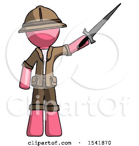 Pink Explorer Ranger Man Holding Sword in the Air Victoriously by Leo Blanchette