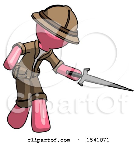 Pink Explorer Ranger Man Sword Pose Stabbing or Jabbing by Leo Blanchette