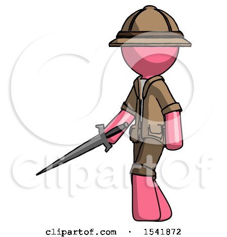 Pink Explorer Ranger Man with Sword Walking Confidently by Leo Blanchette