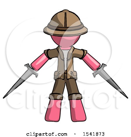 Pink Explorer Ranger Man Two Sword Defense Pose by Leo Blanchette