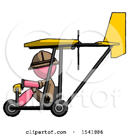 Pink Explorer Ranger Man in Ultralight Aircraft Side View by Leo Blanchette