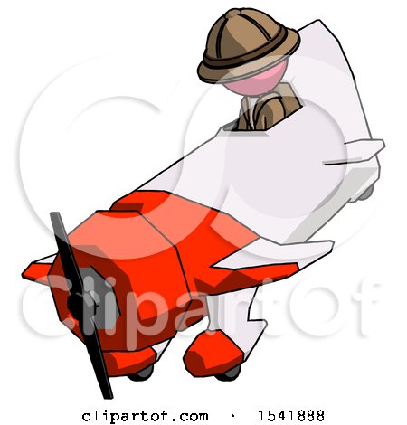 Pink Explorer Ranger Man in Geebee Stunt Plane Descending View by Leo Blanchette