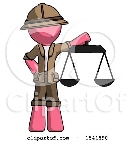 Pink Explorer Ranger Man Holding Scales of Justice by Leo Blanchette