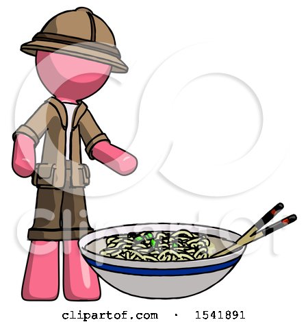 Pink Explorer Ranger Man and Noodle Bowl, Giant Soup Restaraunt Concept by Leo Blanchette